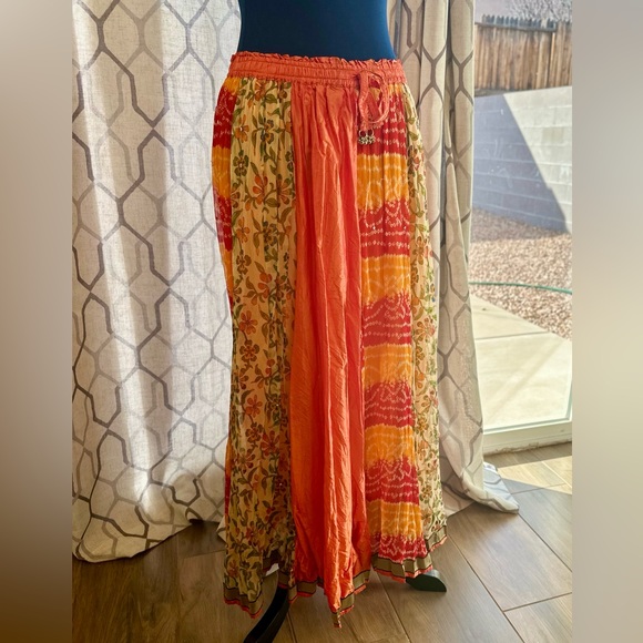 EUC Natural Boho Silk Blend Broomstick Peasant Maxi Skirt - Picture 3 of 12